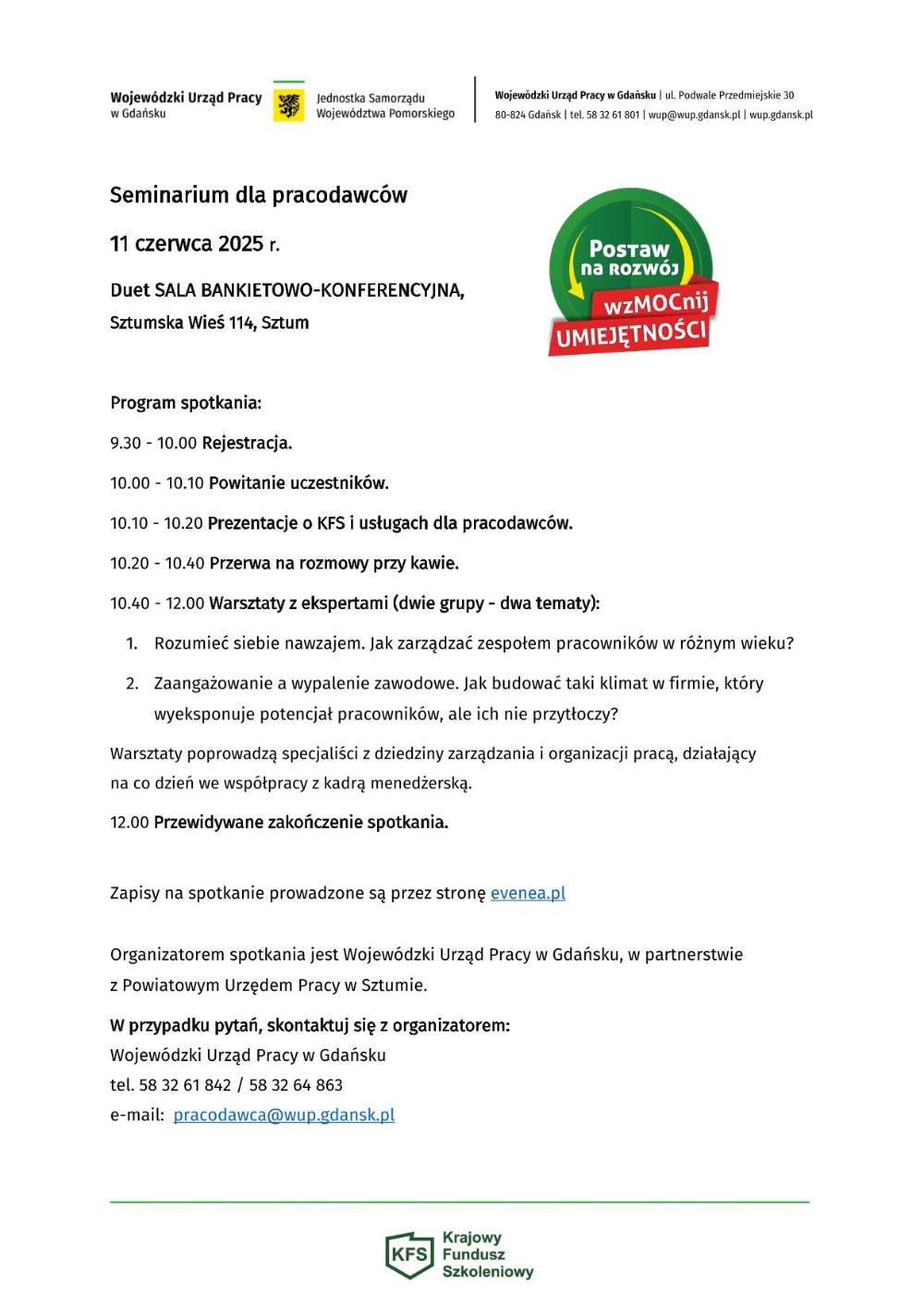 Seminarium dla pracodawców 11 czerwca 2025 r. plakat